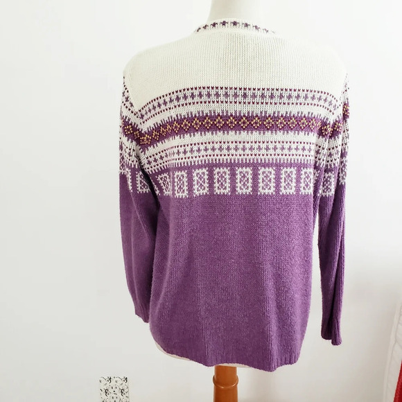 Vintage • Fair Isle Sweater • Icelandic Cardigan • Apres Ski • Medium - Picture 4 of 4